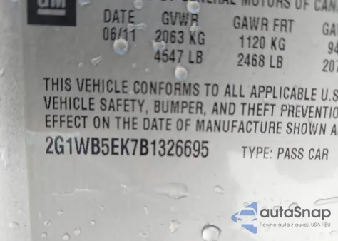 2011 Chevrolet Impala Lt из США, поврежденный, VIN 2G1WB5EK7B1326695